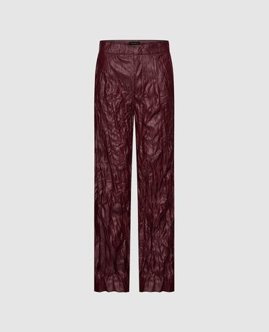  URBAN REVIVO - Quần nữ ống đứng da bóng nhăn 