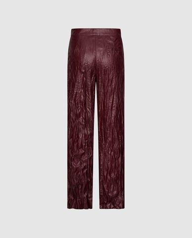  URBAN REVIVO - Quần nữ ống đứng da bóng nhăn 