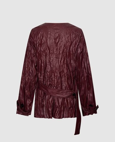  URBAN REVIVO - Áo khoác sơ mi nữ tay dài bóng nhăn 