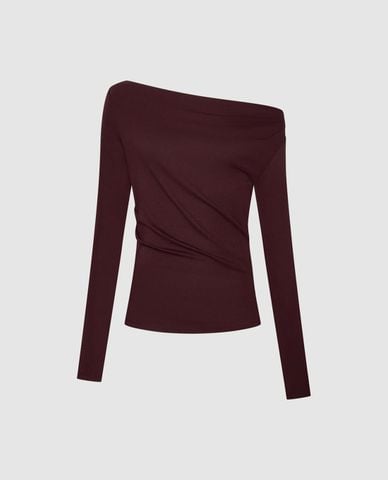  URBAN REVIVO - Áo trễ vai nữ tay dài phom ôm 