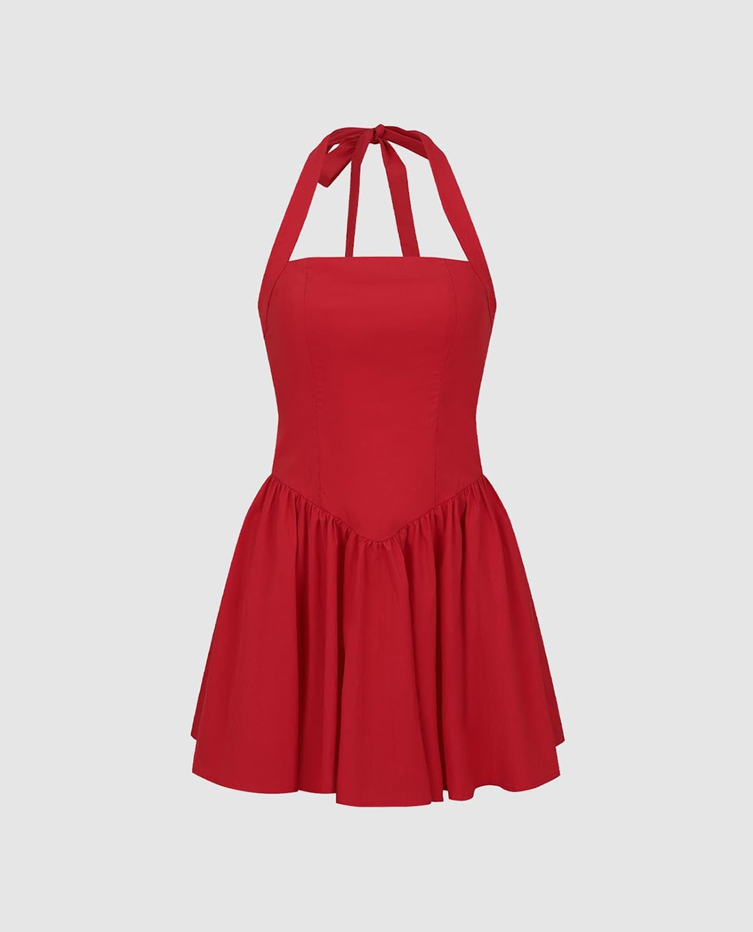 URBAN REVIVO - Đầm sát nách mini cổ yếm xếp tầng