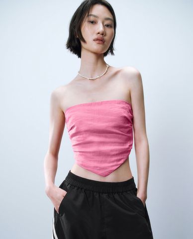  URBAN REVIVO - Áo kiểu nữ cúp ngực phom croptop 