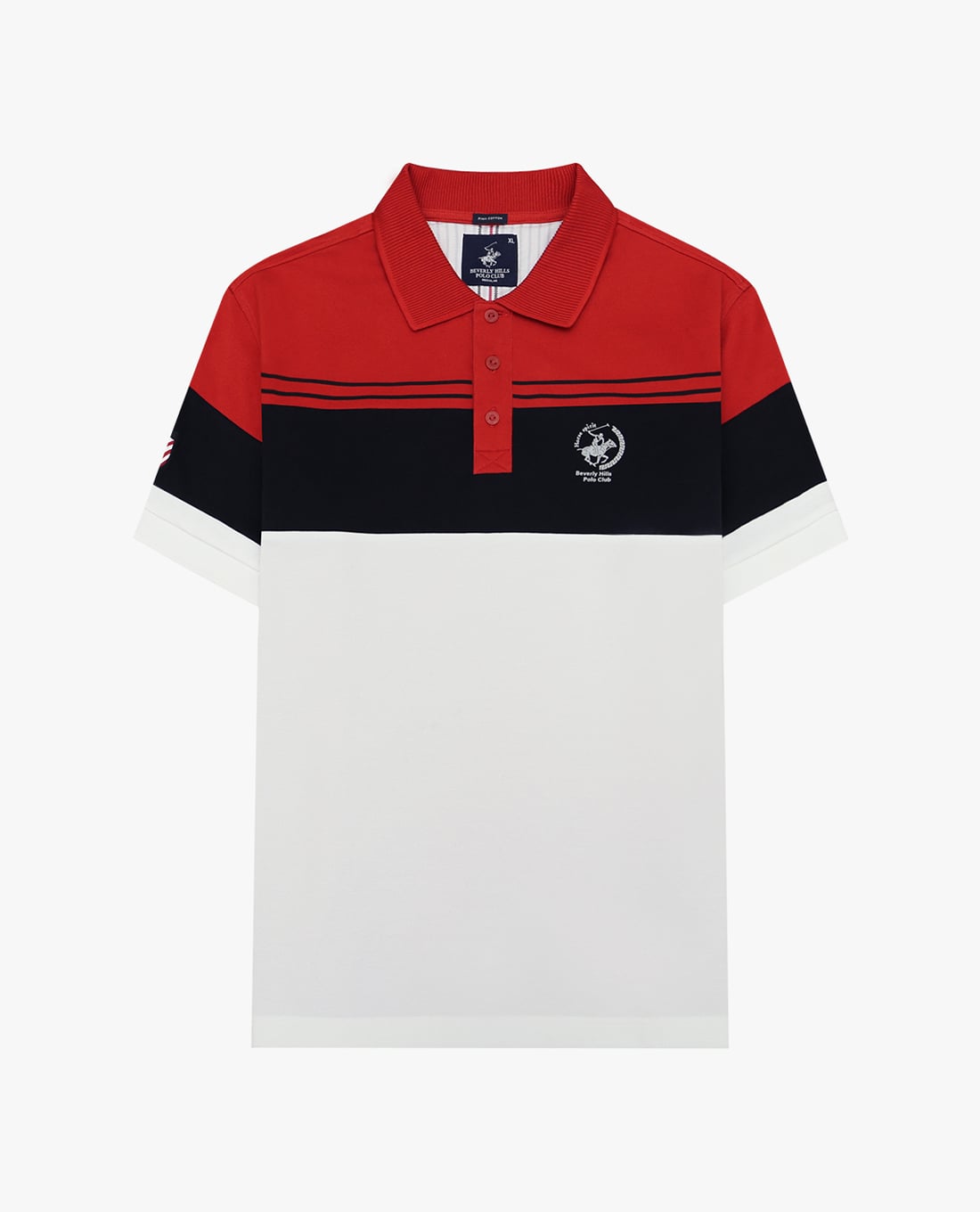 BEVERLY HILLS POLO CLUB - Áo polo nam cổ bẻ tay ngắn phối sọc