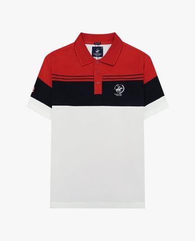  BEVERLY HILLS POLO CLUB - Áo polo nam cổ bẻ tay ngắn phối sọc 