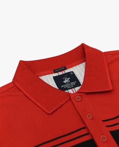  BEVERLY HILLS POLO CLUB - Áo polo nam cổ bẻ tay ngắn phối sọc 