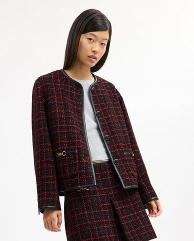  COACH - Áo khoác tweed nữ cổ tròn tay dài Sculpted C 