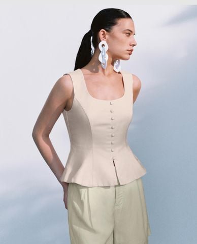  URBAN REVIVO - Áo sát nách nữ cổ vuông dáng xòe 