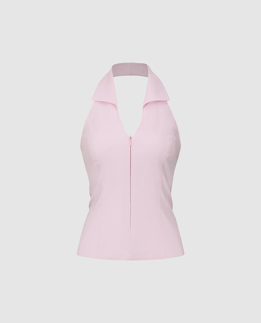 URBAN REVIVO - Áo kiểu nữ sát nách cổ yếm khóa kéo