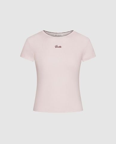  URBAN REVIVO - Áo thun nữ cổ tròn tay ngắn phom ôm 