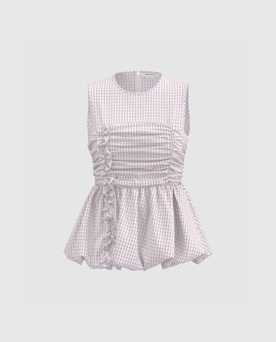  URBAN REVIVO - Áo sát nách nữ nhún bèo 