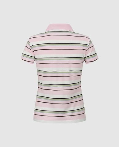  URBAN REVIVO - Áo polo nữ cổ bẻ tay ngắn kẻ sọc 