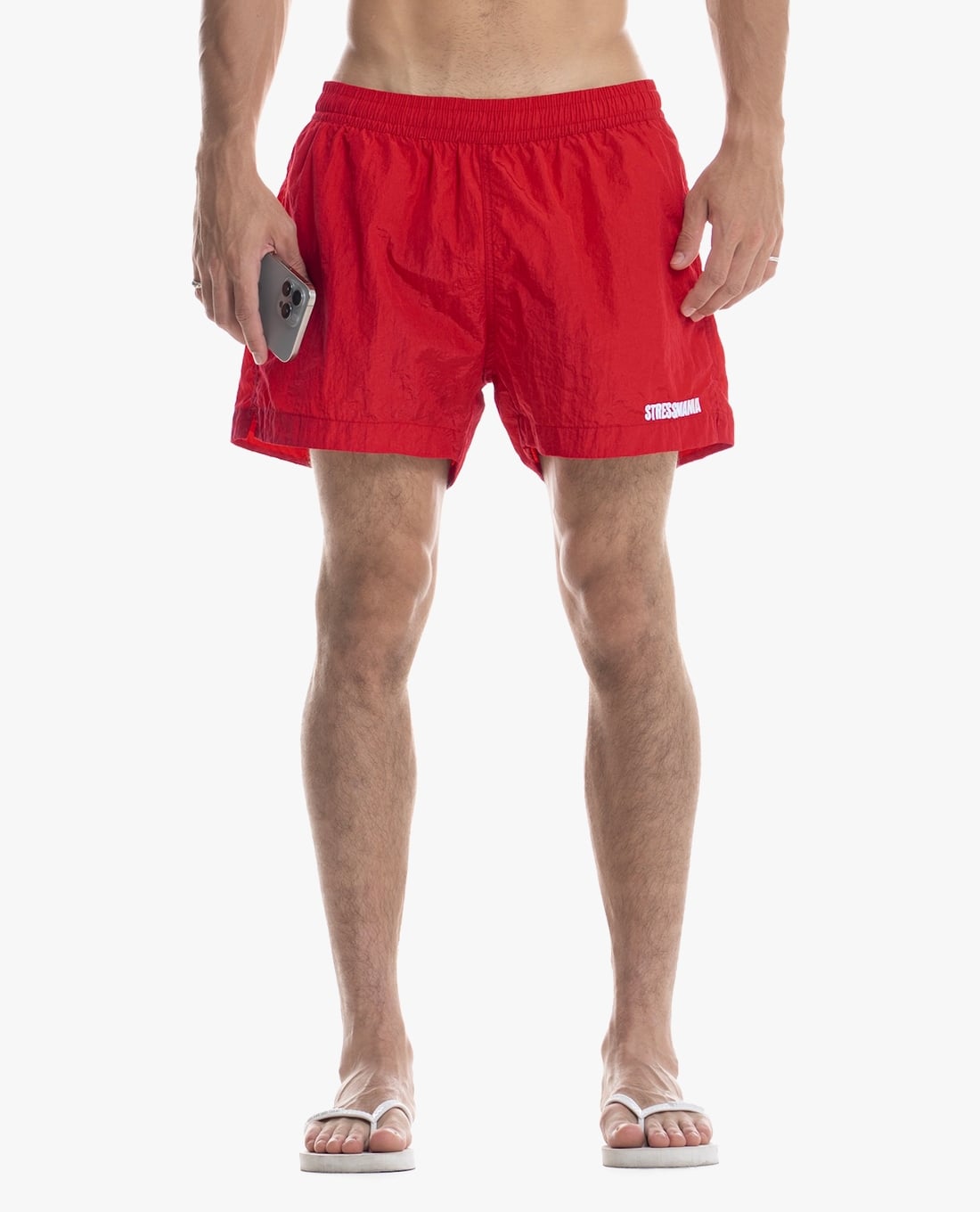 STRESSMAMA - Quần short unisex ống rộng thêu logo
