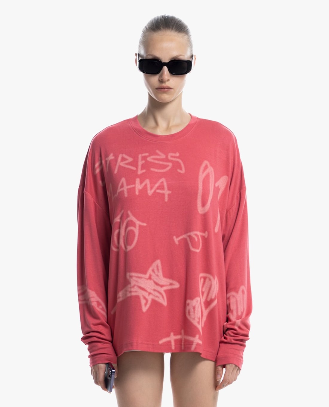 STRESSMAMA - Áo thun unisex cổ tròn tay dài Sketch