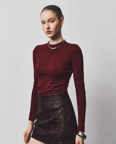  DEZUS - Áo thun nữ cổ tròn tay dài phom ôm Siyma 