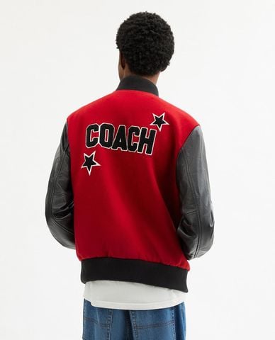  COACH - Áo khoác bomber nam tay dài phối màu 
