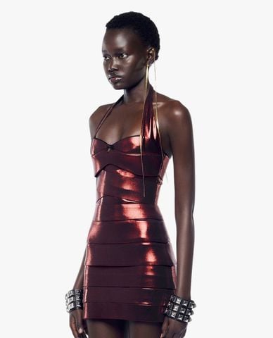  FANCì CLUB - Đầm mini cổ yếm xếp lớp phom ôm Shalom 