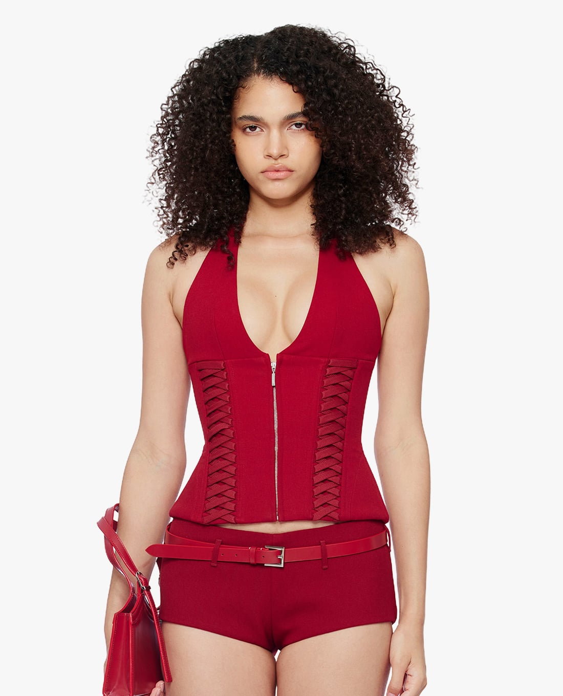 FANCì CLUB - Áo corset nữ cổ yếm phối dây đan Julia