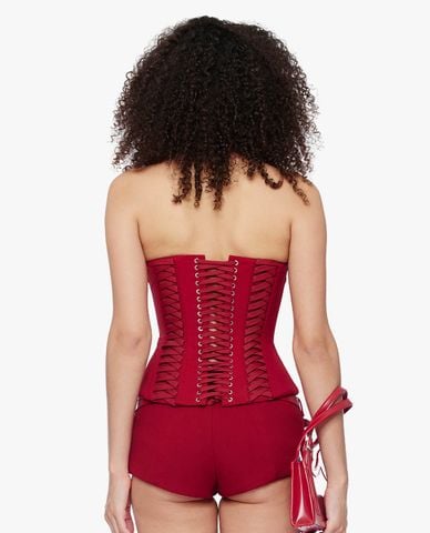  FANCì CLUB - Áo corset nữ cổ yếm phối dây đan Julia 