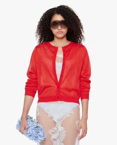  FANCì CLUB - Áo khoác cardigan nữ cổ tròn xuyên thấu Rawed 