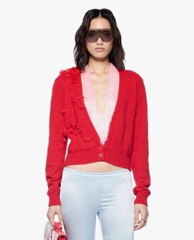  FANCì CLUB - Áo khoác cardigan nữ cổ V thêu hoa 3D Pulse 