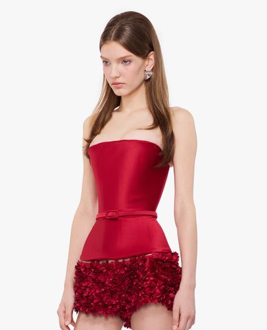  FANCì CLUB - Áo corset nữ phối dây đai Trace Satin 