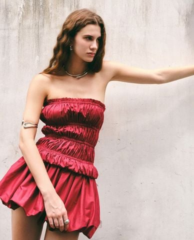  DEZUS - Đầm mini dáng quây bèo nhún Mymy 