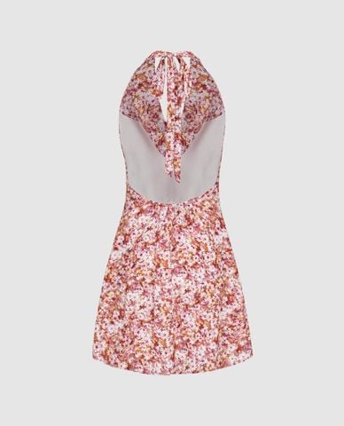  URBAN REVIVO - Đầm sát nách mini cổ yếm Floral 