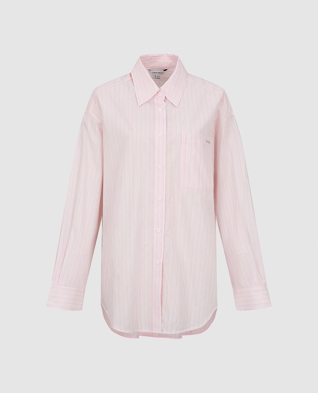 URBAN REVIVO - Áo sơ mi nữ tay dài kẻ sọc phối túi