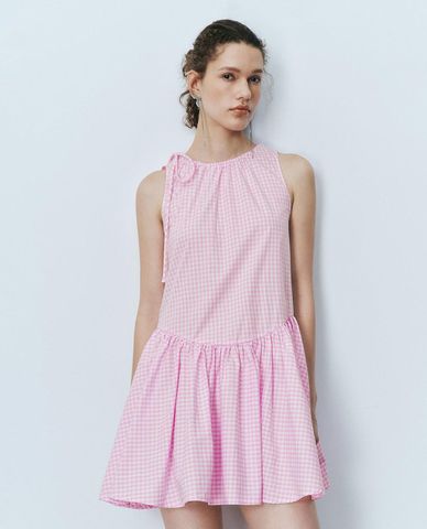  URBAN REVIVO - Đầm sát nách mini sọc caro 