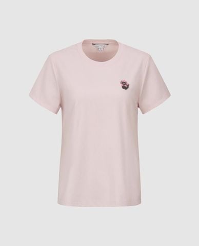  URBAN REVIVO - Áo thun nữ cổ tròn tay ngắn phối họa tiết 