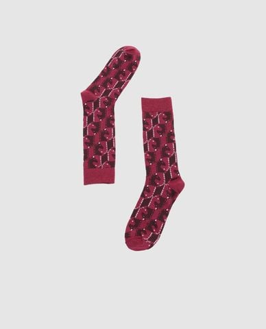  URBAN REVIVO - Vớ nữ cổ cao dệt họa tiết 