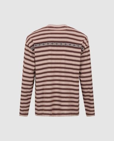  URBAN REVIVO - Áo thun nam cổ tròn tay dài kẻ sọc 