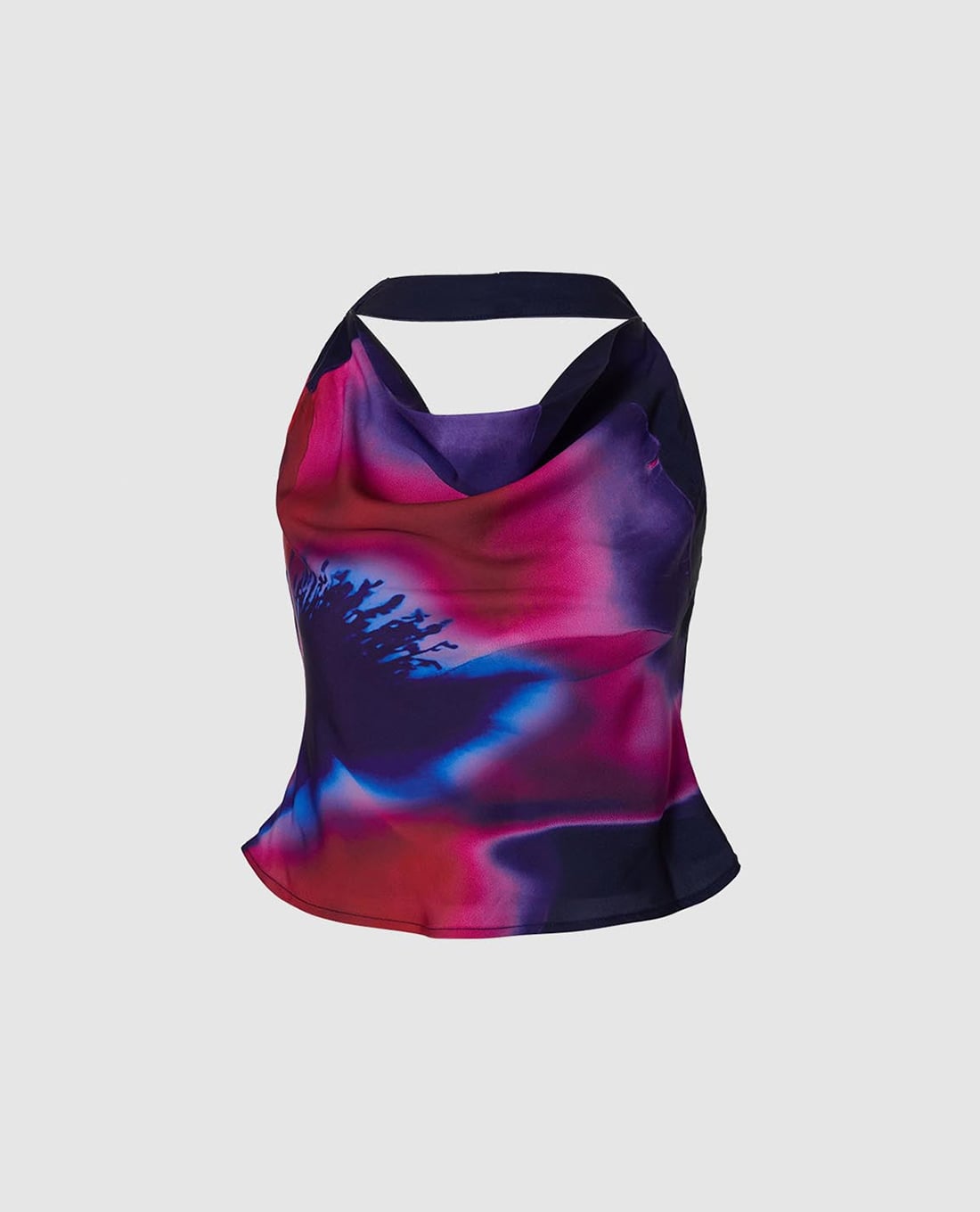 URBAN REVIVO - Áo kiểu nữ cổ yếm họa tiết loang