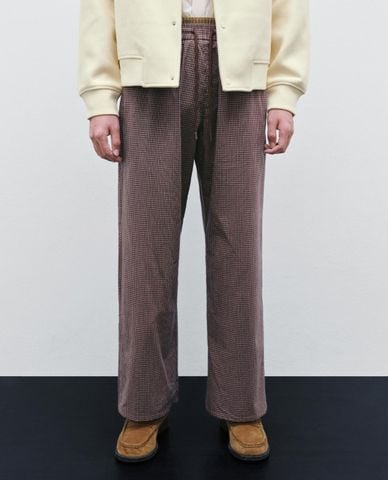  URBAN REVIVO - Quần nam ống rộng kẻ sọc phối dây rút 