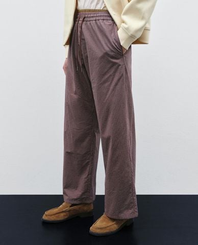  URBAN REVIVO - Quần nam ống rộng kẻ sọc phối dây rút 