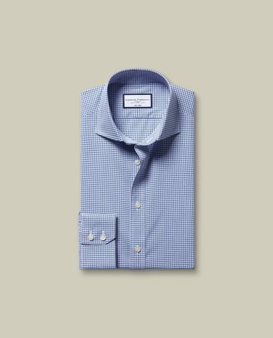  CHARLES TYRWHITT - Áo sơ mi nam cổ bẻ tay dài Poplin Gingham 