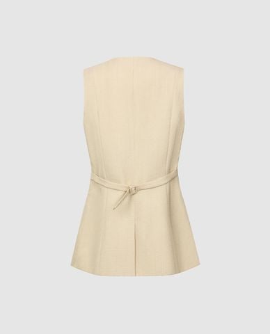  URBAN REVIVO - Áo khoác gilet nữ cổ V nhấn eo 