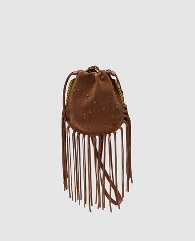  URBAN REVIVO - Túi đeo chéo nữ phối dây rút Tassel 