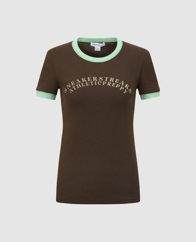  URBAN REVIVO - Áo thun nữ cổ tròn tay ngắn phom ôm 