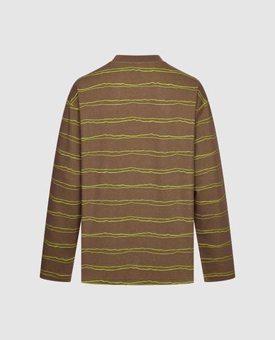  URBAN REVIVO - Áo thun nam cổ tròn tay dài kẻ sọc 