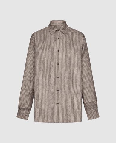  URBAN REVIVO - Áo sơ mi nam cổ bẻ tay dài họa tiết xương cá 