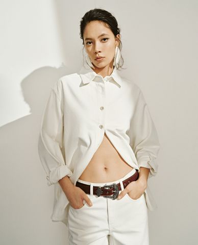  URBAN REVIVO - Thắt lưng nữ bản vừa phối khóa kim loại 