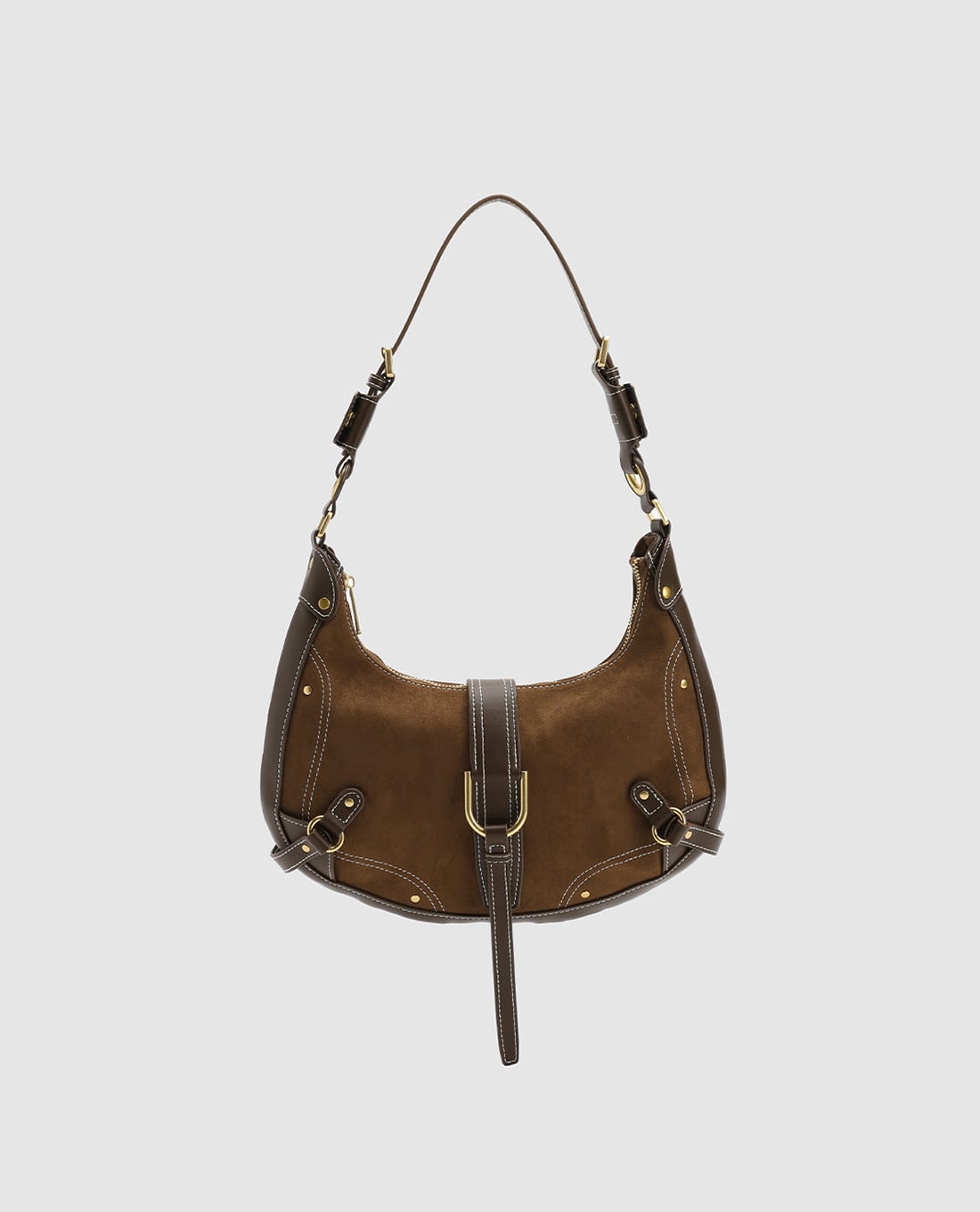 URBAN REVIVO - Túi đeo vai nữ phối đai khoá kim loại