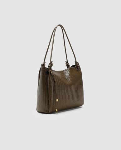  URBAN REVIVO - Túi đeo vai nữ hình vuông phối tua rua 