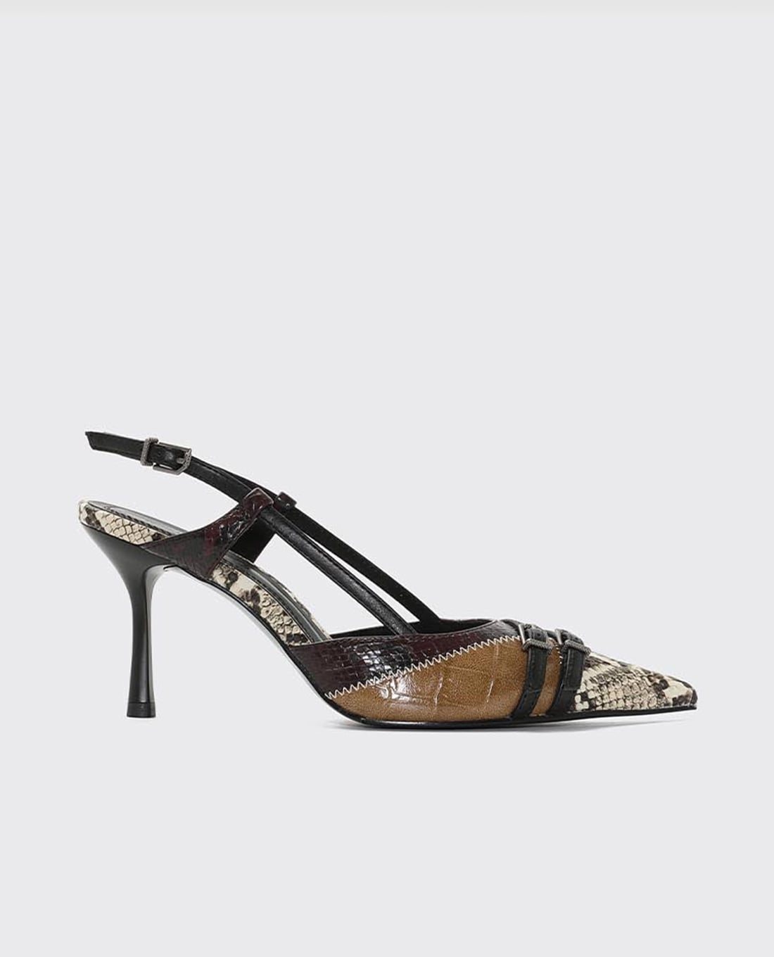 URBAN REVIVO - Giày sandals cao gót nữ mũi nhọn phối họa tiết