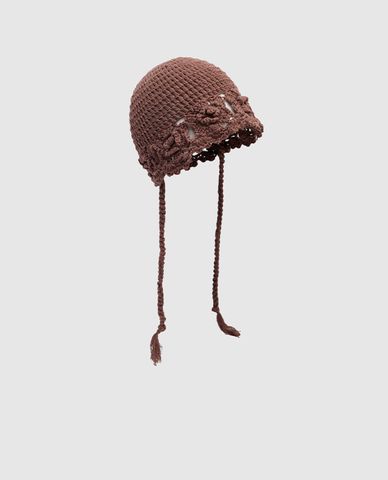  URBAN REVIVO - Nón len nữ họa tiết hoa kèm dây buộc 