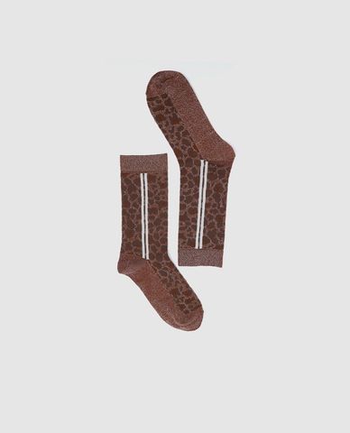  URBAN REVIVO - Vớ nữ cổ cao họa tiết da beo phối sọc 