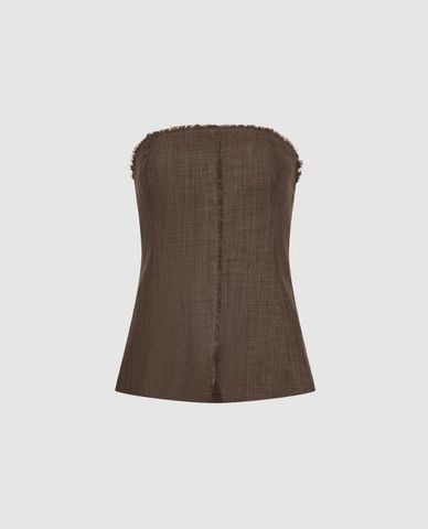  URBAN REVIVO - Áo kiểu nữ tua rua phối khóa zip 