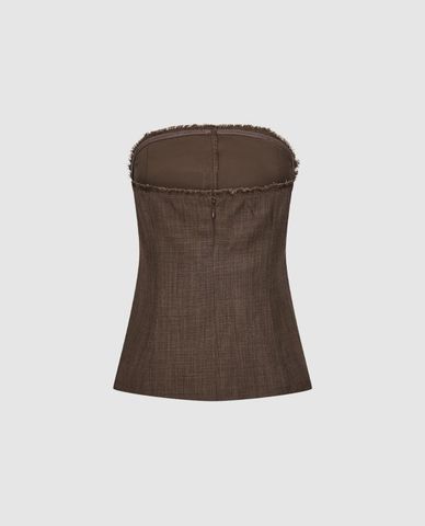  URBAN REVIVO - Áo kiểu nữ tua rua phối khóa zip 