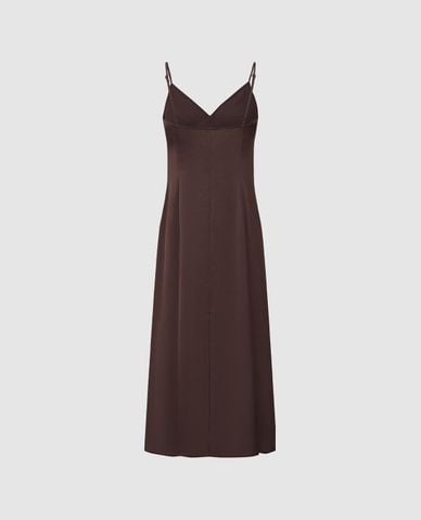  URBAN REVIVO - Đầm hai dây midi phom ôm 